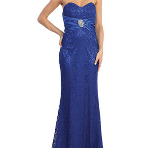 New Royal Blue Strapless Lace Mermaid Gown Dress